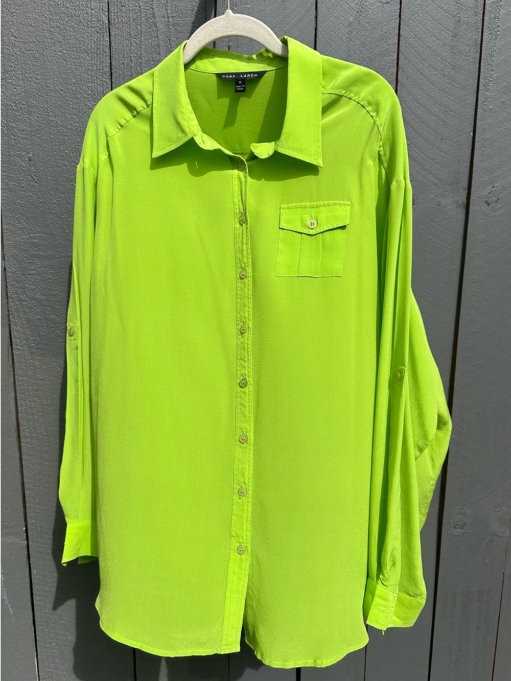 Silk Dora Landa Green Top Blouse XL